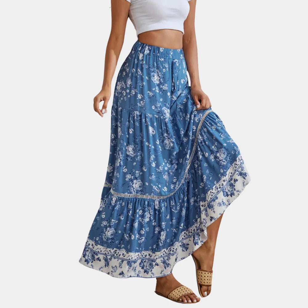 Women's Floral Maxi Skirt - Blue