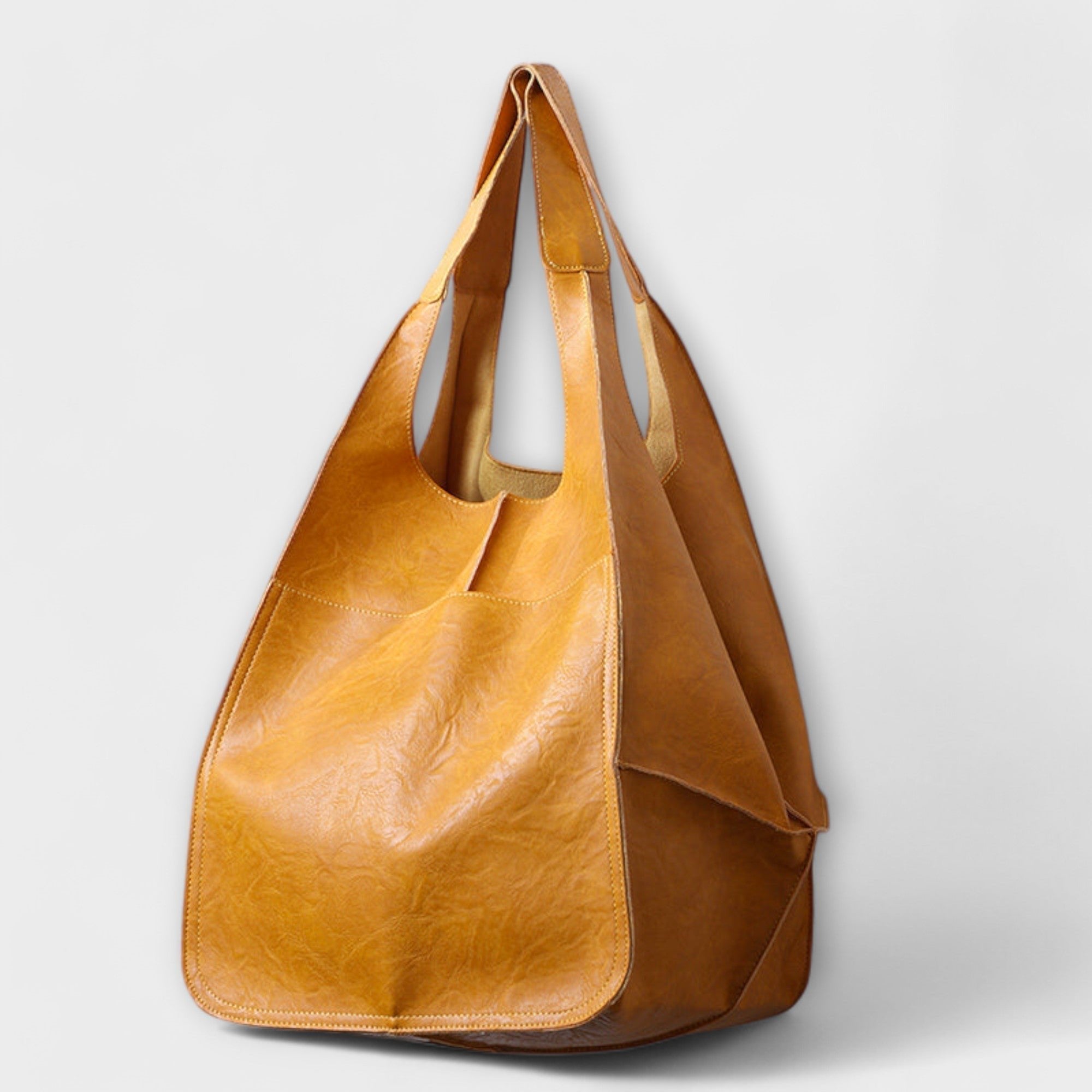 Women's Oversized Faux Leather Hobo Bag - Yellow