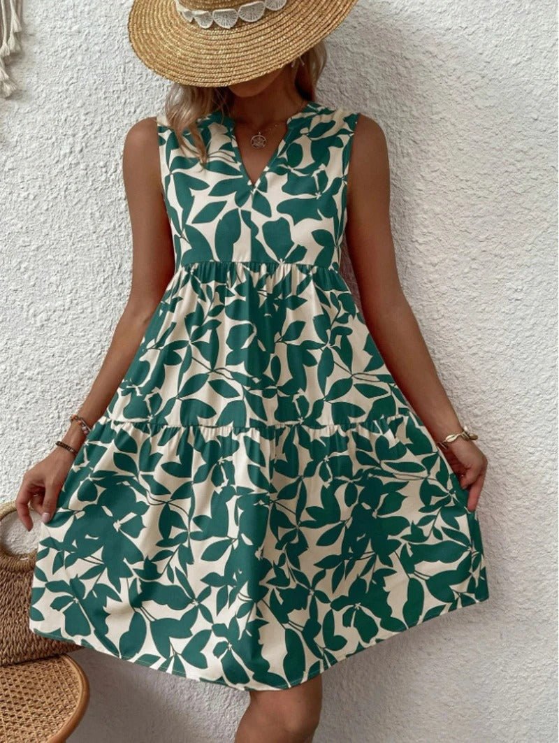 Women's Mini Babydoll Dress - Green