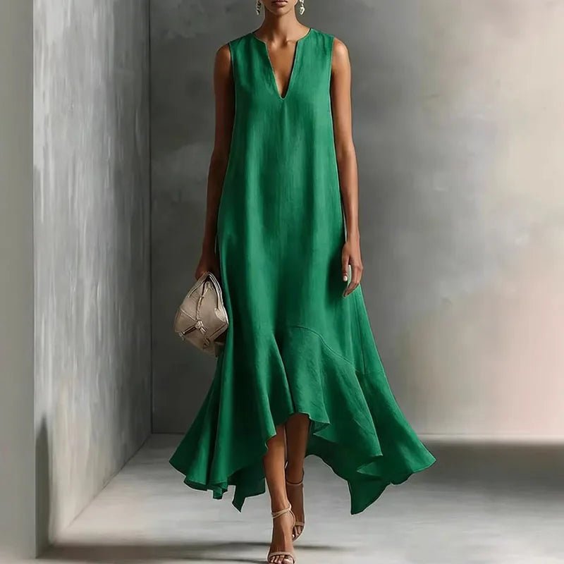 Women's V-Neck Maxi Dress - Green