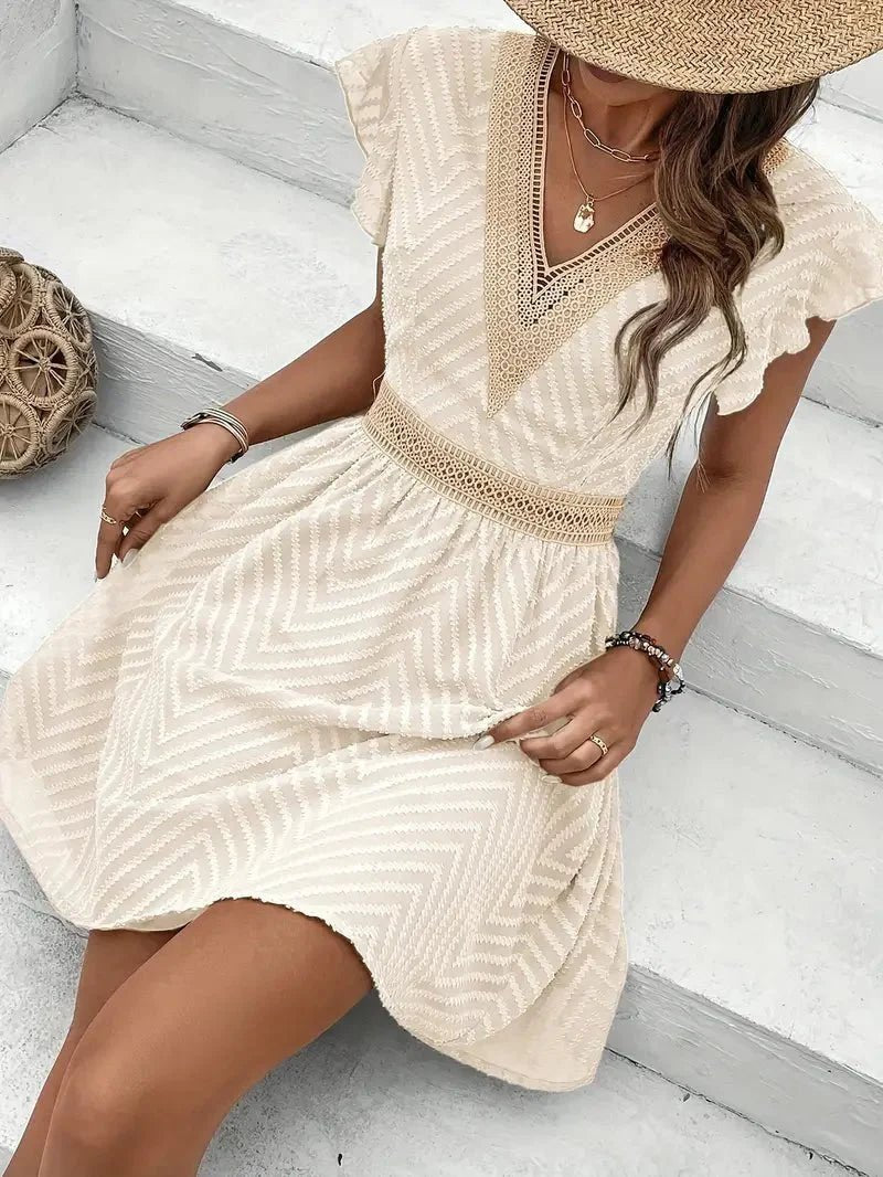 Women's V-Neck Vacation Mini Dress