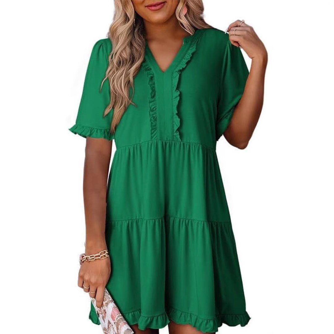 Women's Chiffon Mini Dress - Green