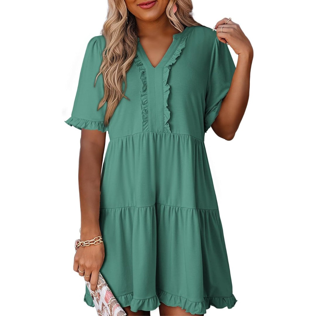 Women's Chiffon Mini Dress - Light Green