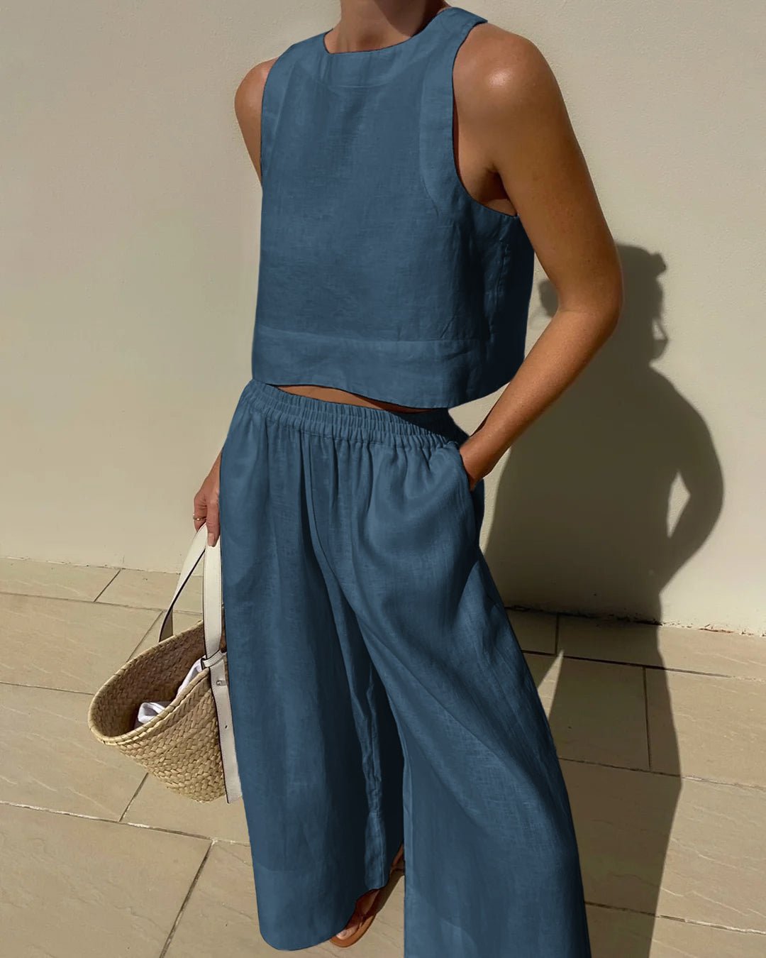 Women's Cropped Wide-Leg Set - Blue