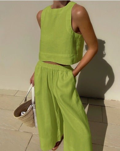 Women's Cropped Wide-Leg Set - Green
