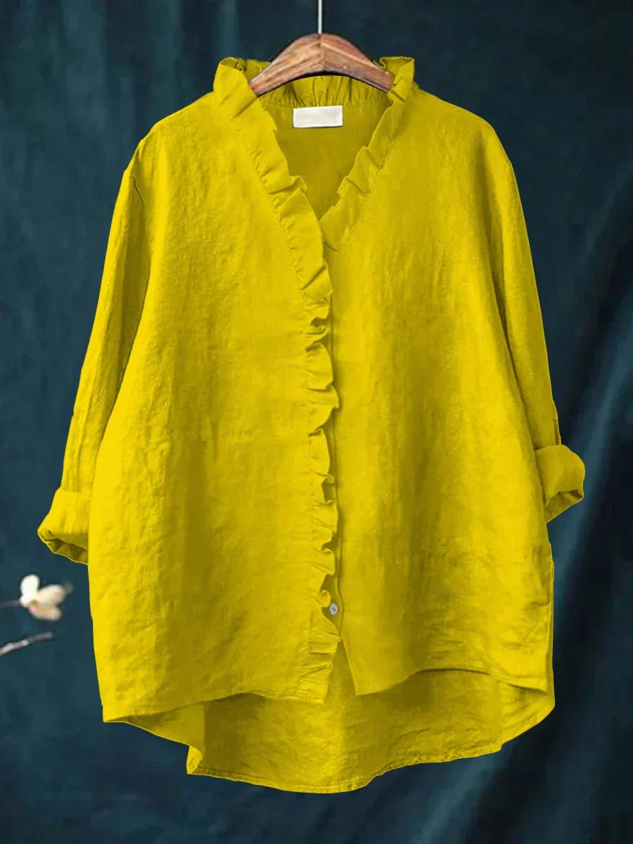 Women's V-Neck Blouse - Yellow