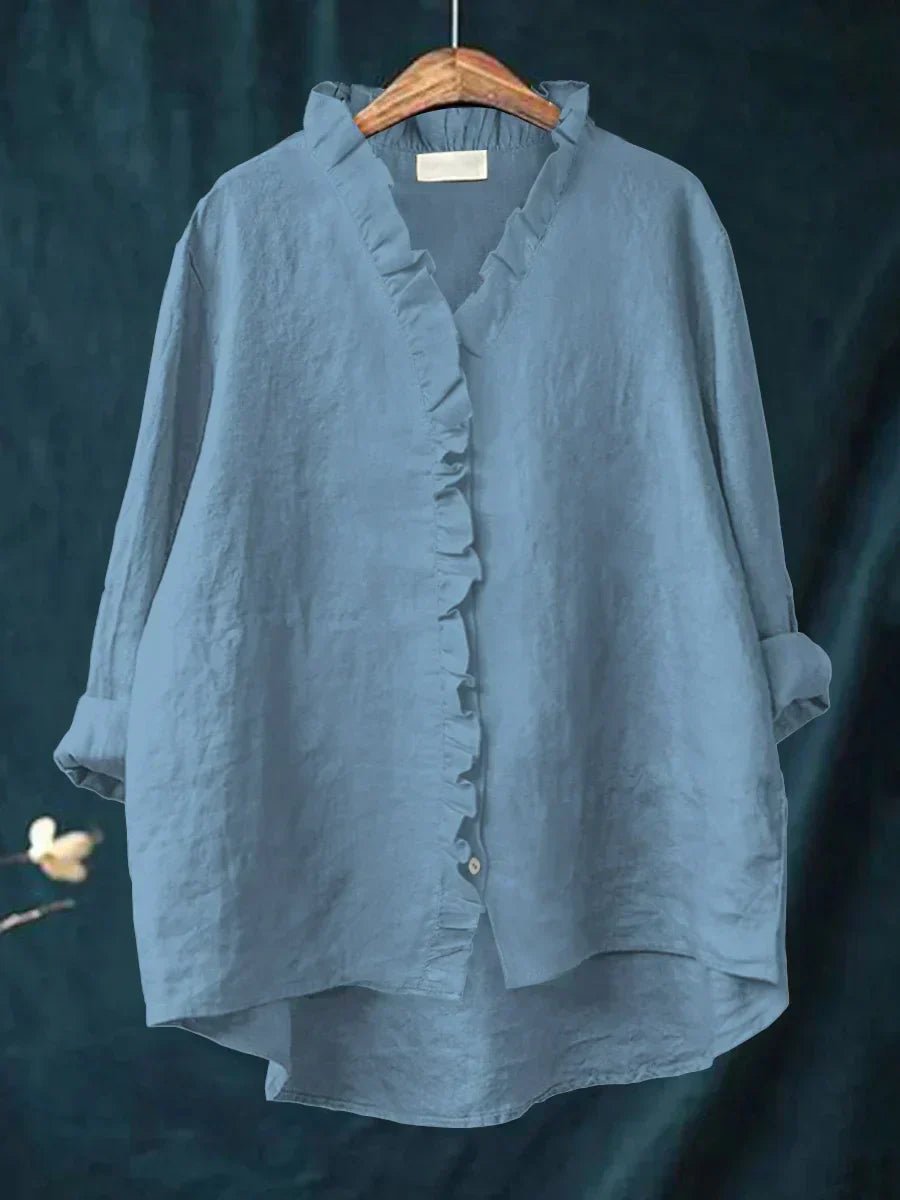 Women's V-Neck Blouse - Blue