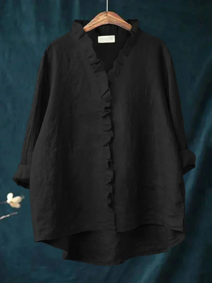 Women's V-Neck Blouse - Black