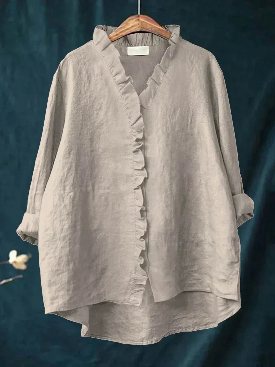 Women's V-Neck Blouse - Grey