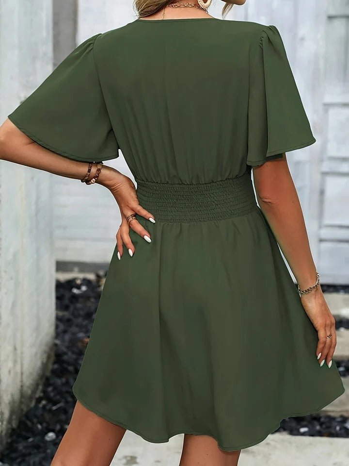 Women's V-Neck Chiffon Mini Dress - XL