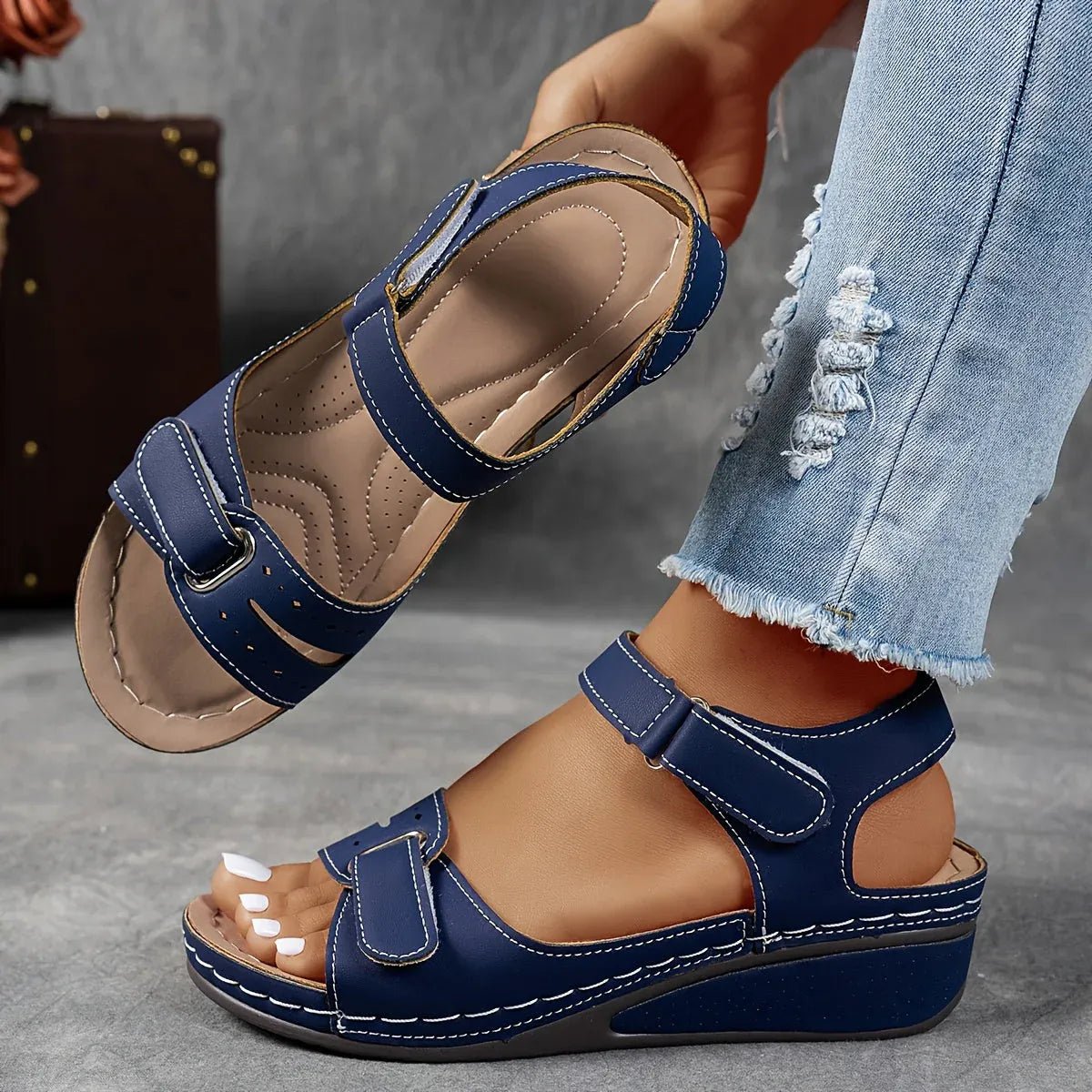 Women's Wedge Sandals - Navy Blue