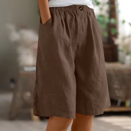 Women's Wide-Leg Bermuda Shorts - Brown