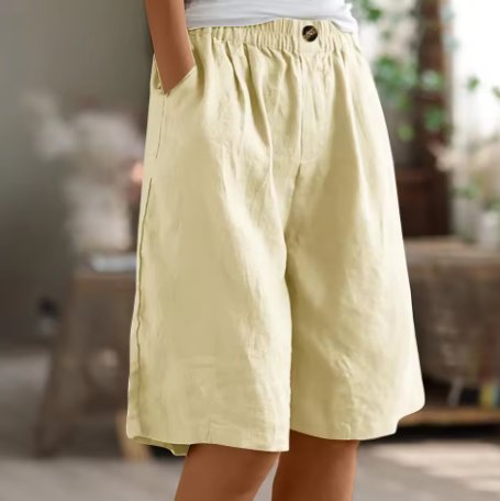 Women's Wide-Leg Bermuda Shorts - Beige