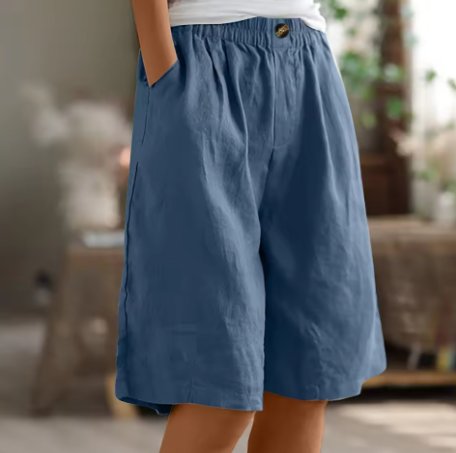 Women's Wide-Leg Bermuda Shorts - Blue