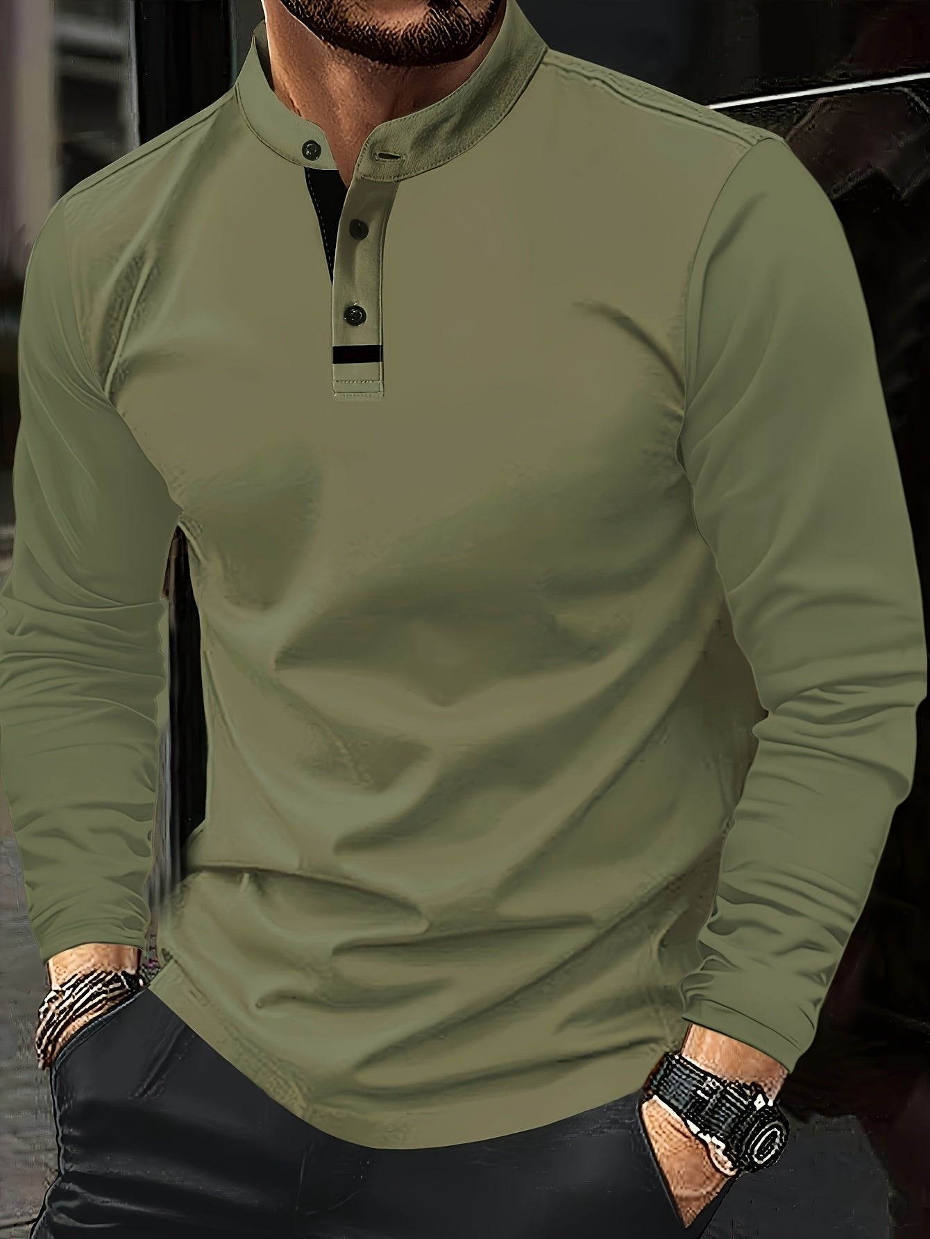 Men's Heathered Jersey Henley