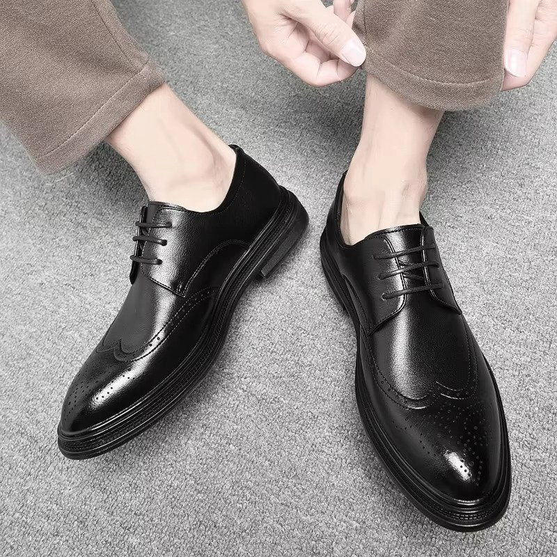 Men's Leather Wingtip Brogue Derby Shoes