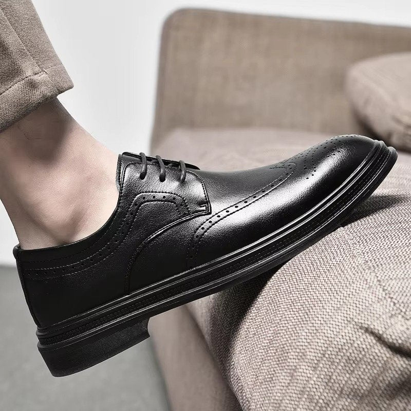 Men's Leather Wingtip Brogue Derby Shoes