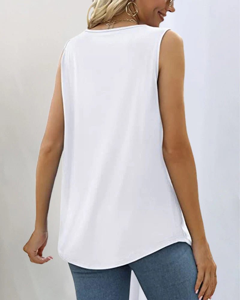Women's Pleated Square Neck Tank Top