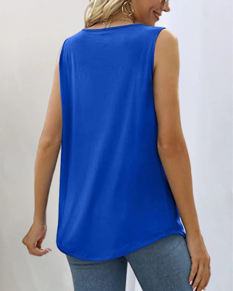 Women's Pleated Square Neck Tank Top