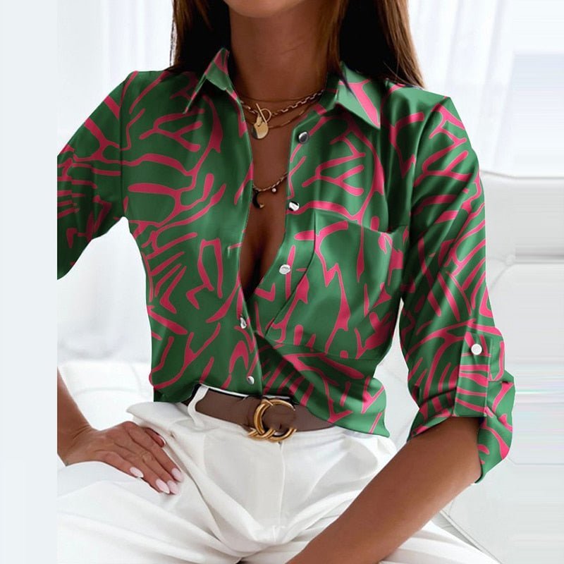 Women's Satin Blouse - Green