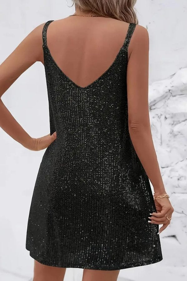 Women's Sequin V-Neck Mini Dress