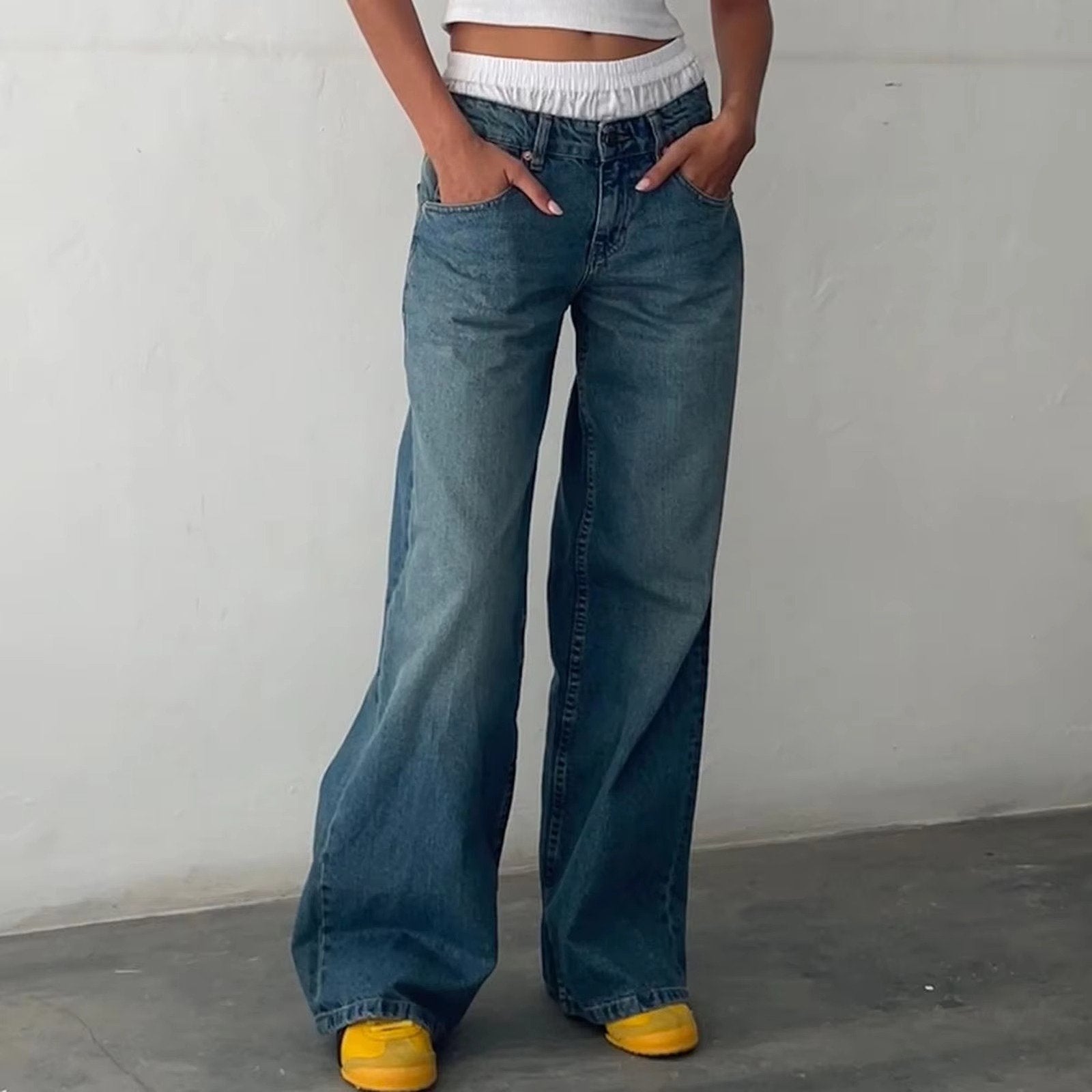 Women's Wide-Leg Jeans - Blue