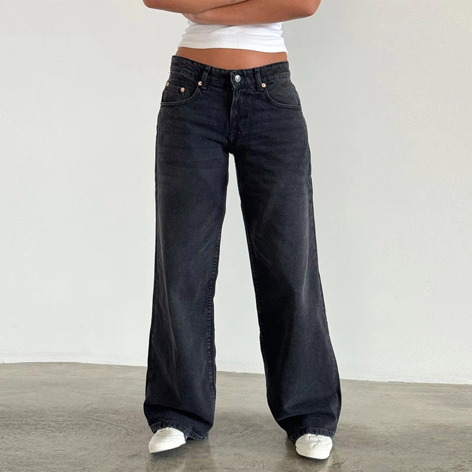 Women's Wide-Leg Jeans - Black