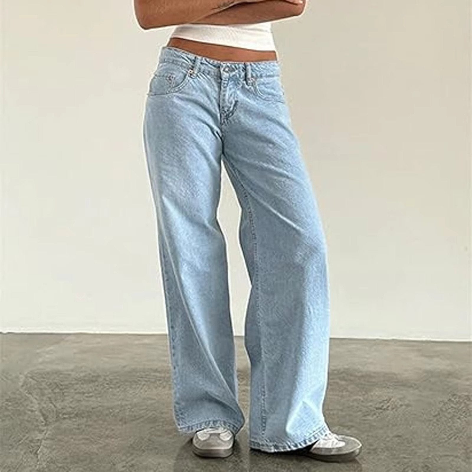 Women's Wide-Leg Jeans - Cyan