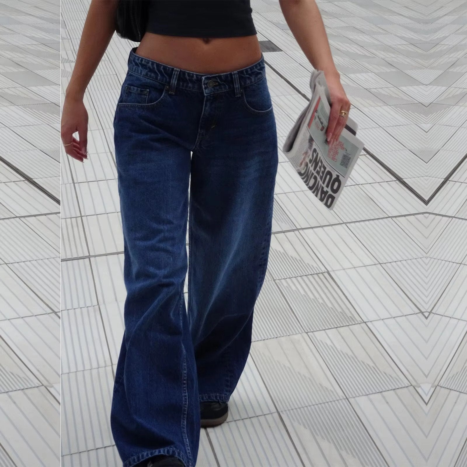 Women's Wide-Leg Jeans - Dark Blue