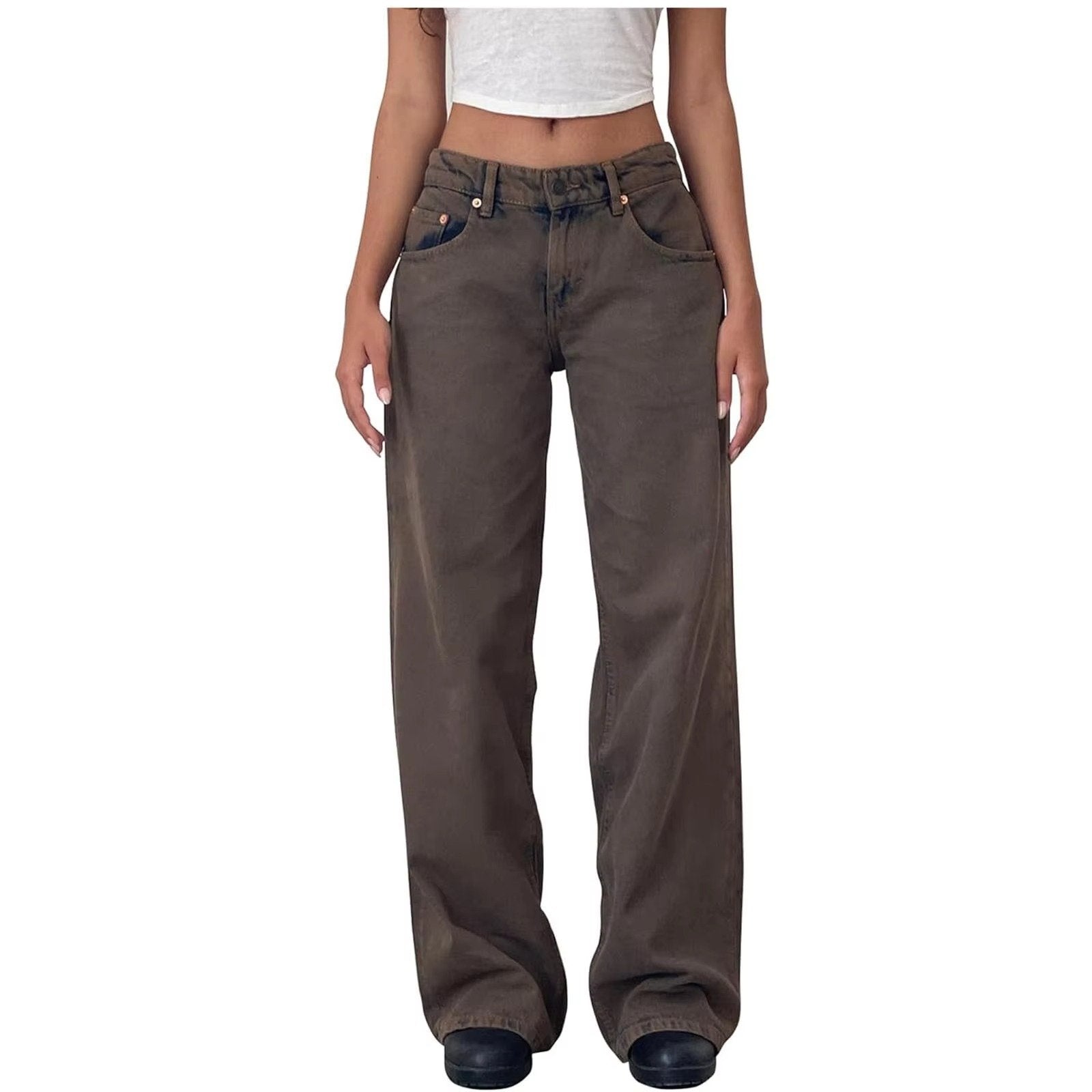 Women's Wide-Leg Jeans - Brown