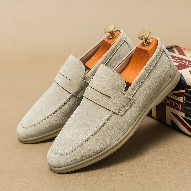 Men's Suede Slip-On Penny Loafers - Beige