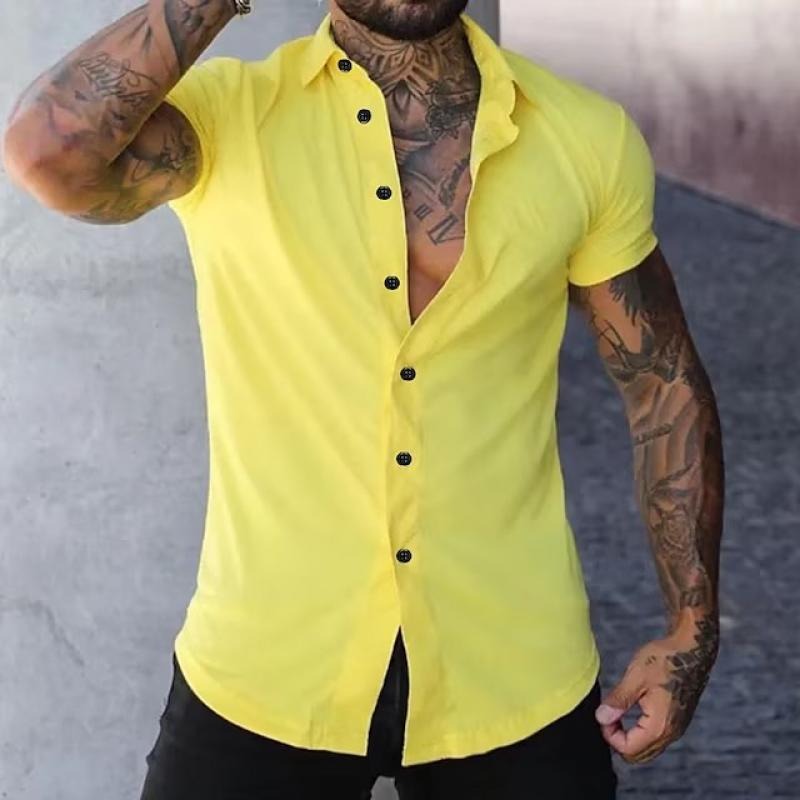 Slim Fit Short Sleeve Shirt - Yellow
