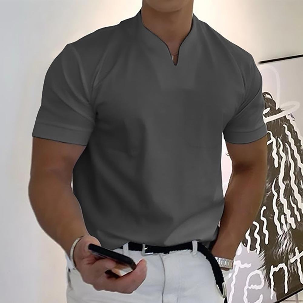Men's Slim V-Neck T-Shirt - Dark Gray