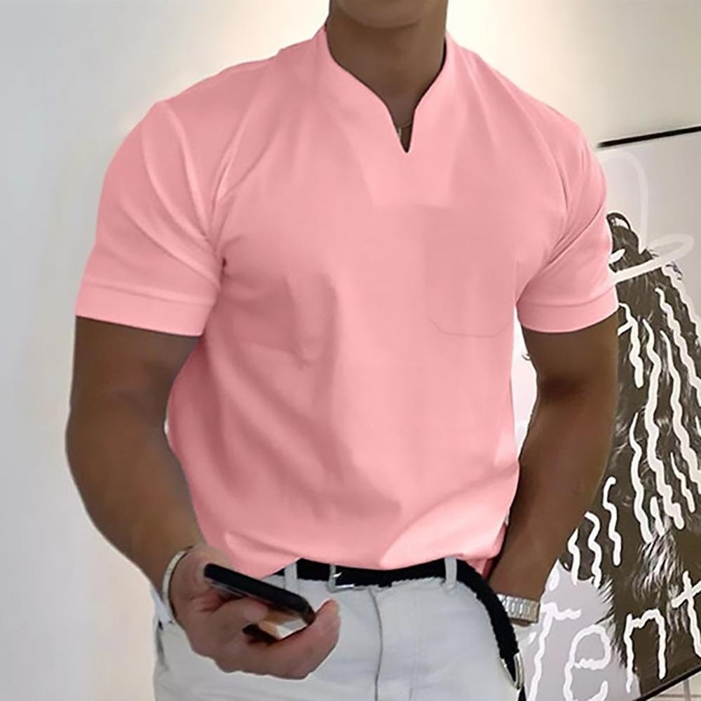 Men's Slim V-Neck T-Shirt - Pink