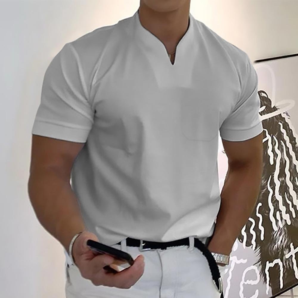 Men's Slim V-Neck T-Shirt - Light Gray