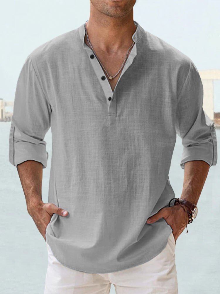 Men's Beach Henley Shirt - Gray