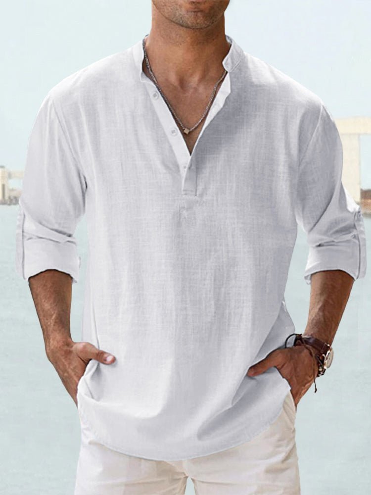 Men's Beach Henley Shirt - White