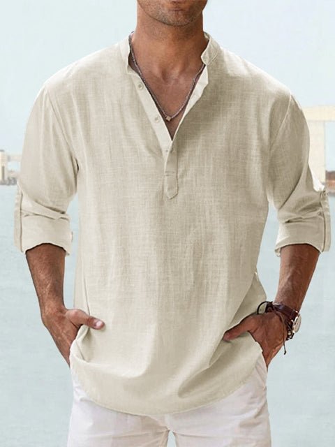 Men's Beach Henley Shirt - Peach