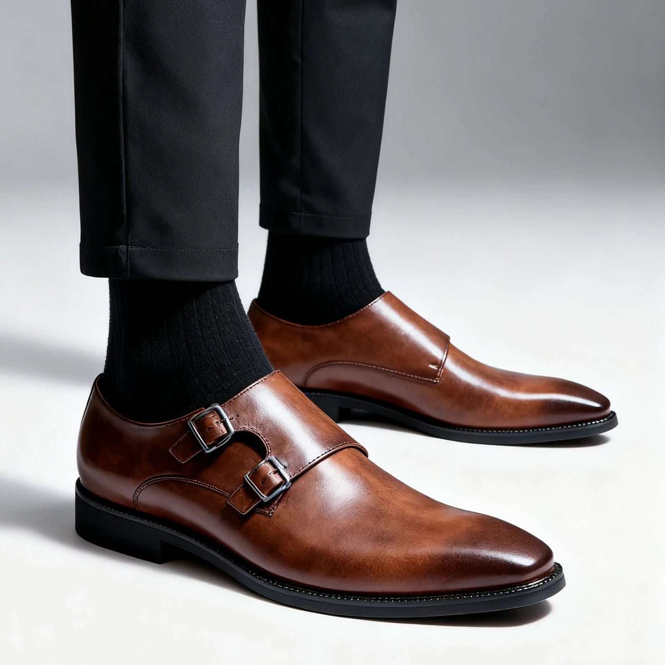 Men's Business Leather Monk-Strap Shoes