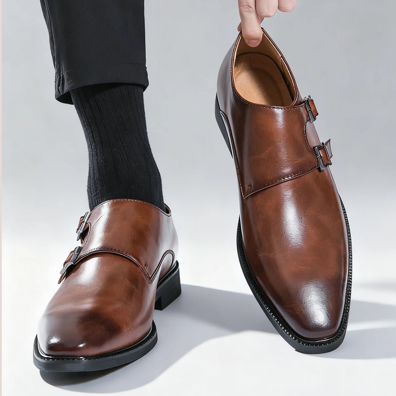 Men's Business Leather Monk-Strap Shoes