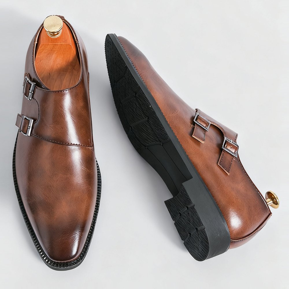 Men's Business Leather Monk-Strap Shoes