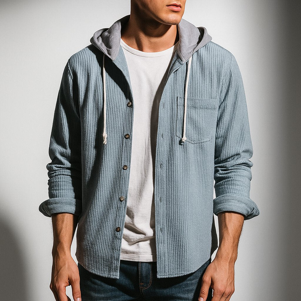 Men's Hooded Knit Shirt Jacket