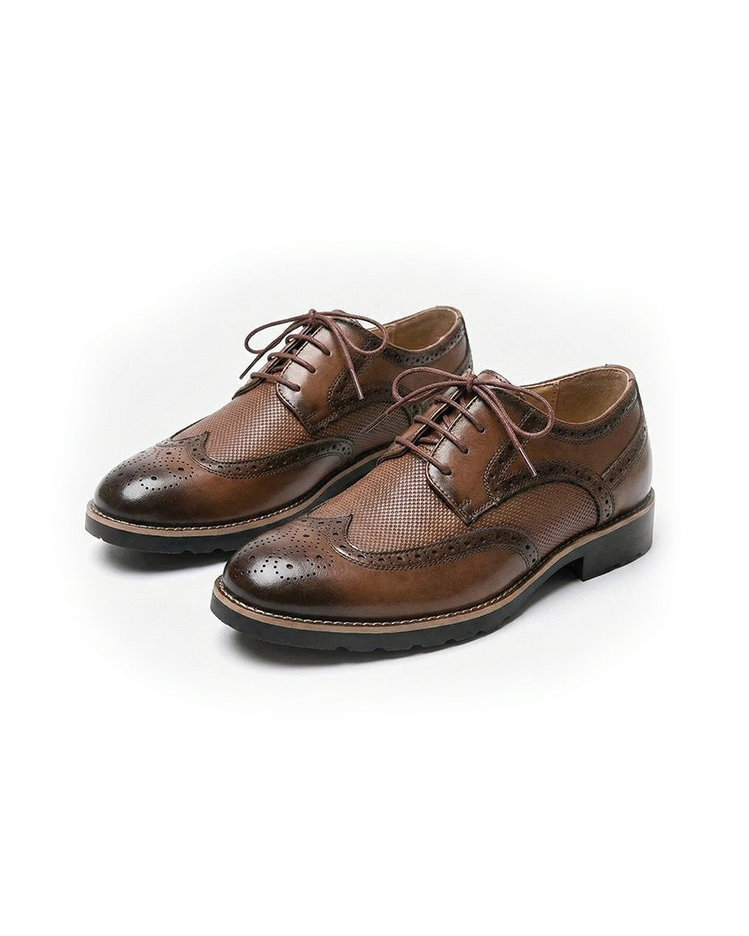 Men's Leather Wingtip Brogue Oxfords - Brown