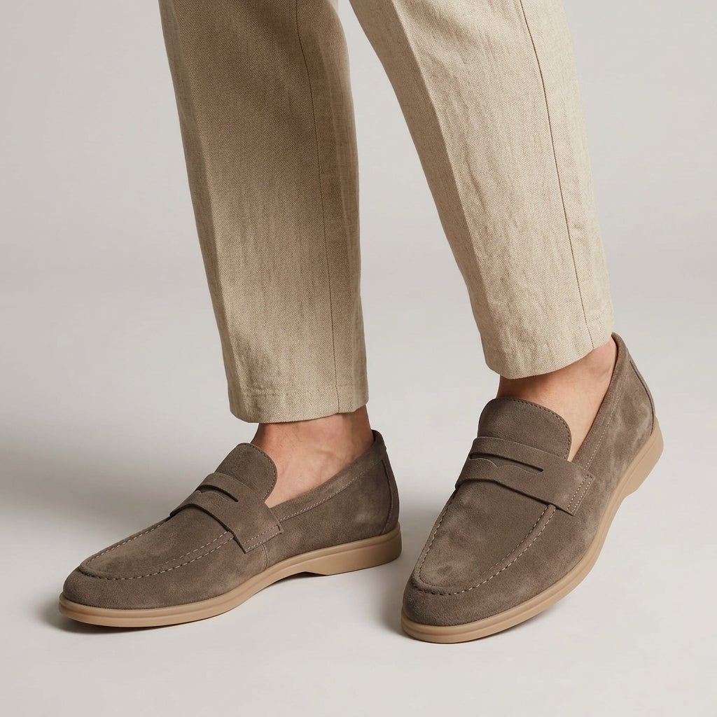 Men's Suede Penny Loafers - Taupe