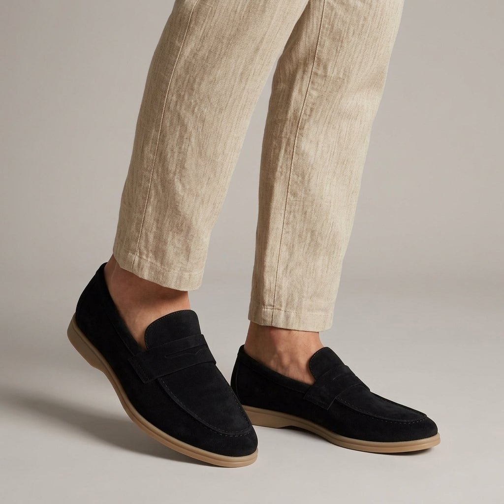Men's Suede Penny Loafers - Black
