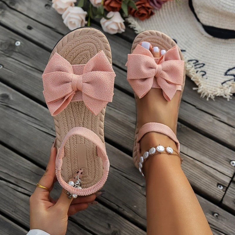 Women's Bow-Detail Flat Sandals - Pink