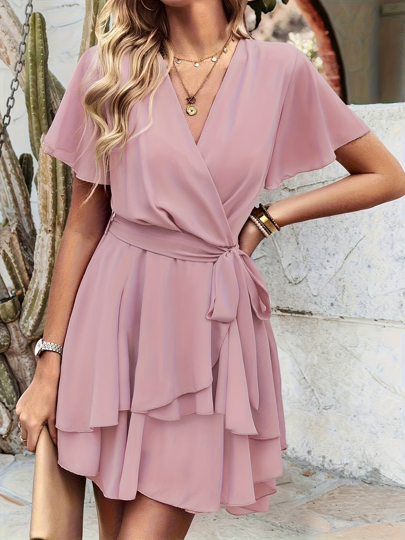 Women's Chiffon V-Neck Wrap Dress