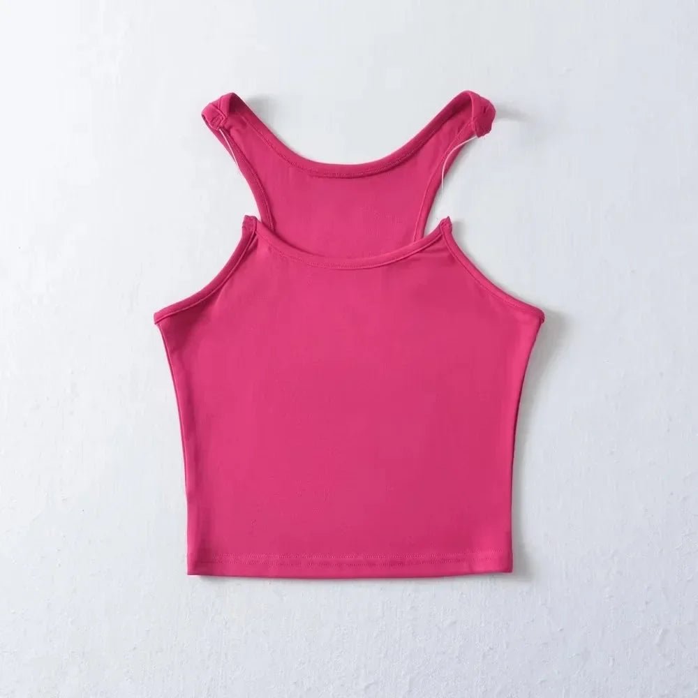 Women's Cropped Tank Top - Dark Pink