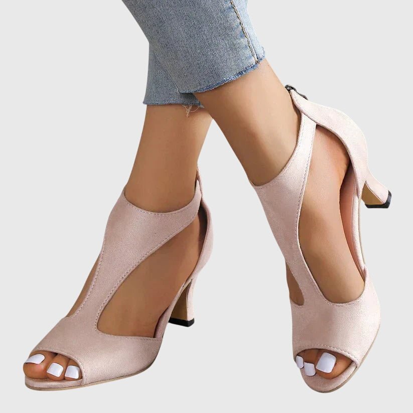 Women's Peep-Toe Heeled Sandals - Pink
