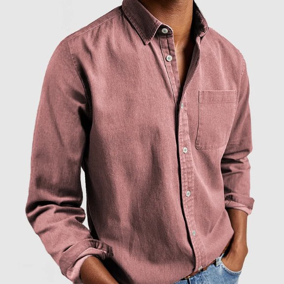 Men's Denim Shirt - Pink